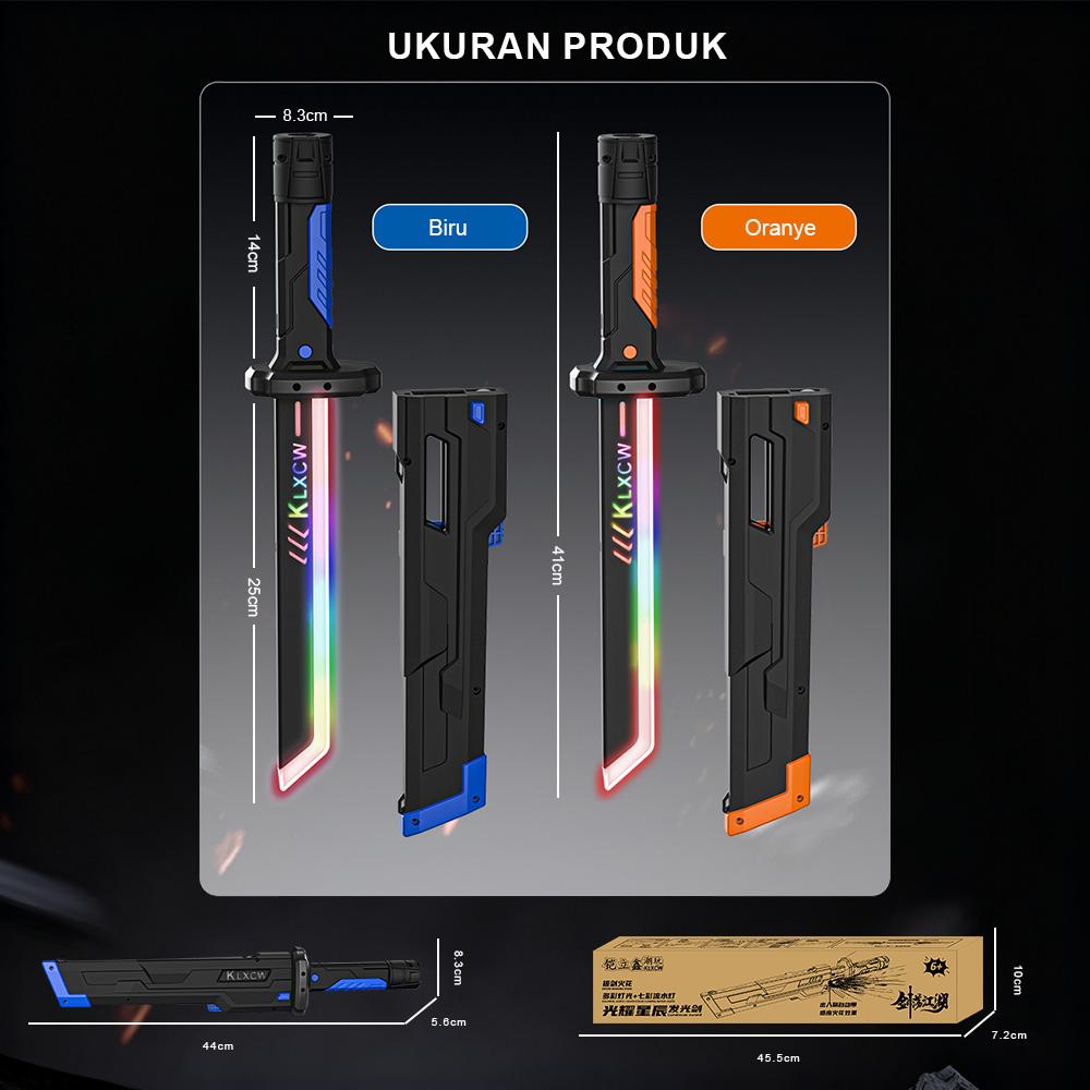 Toyslndonesia Pedang Lampu Anak Dazzling Light - dengan Suara, 7 Warna, Fitur Sambung Jadi Ganda, Mainan Interaktif Seru