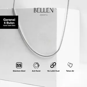 Bellen Kalung Pria Wanita Titanium Anti Karat / Kalung SIlver / Kalung Korea 45CM/50CM/60CM - Rax
