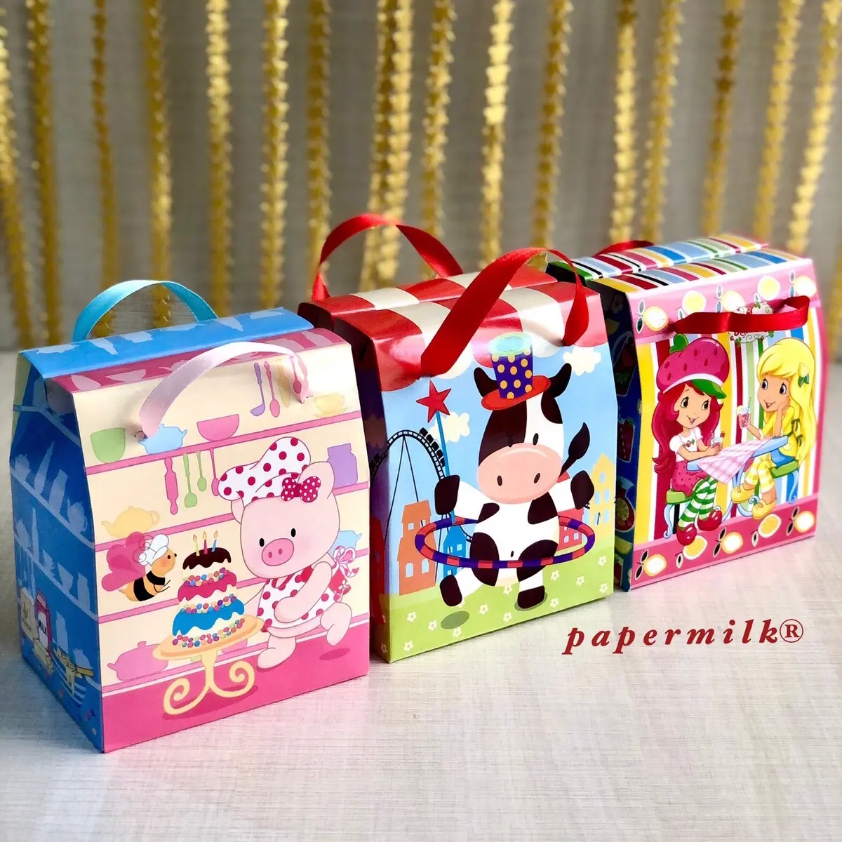 Papermilk / BCRs 12.9.14s, Gift Box, Kotak Lipat, Kotak Hadiah, Kotak Souvenir, Kotak Kado Anak-anak, Box Instant, Size 12 x 9 x 14,5cm dengan beberapa Motif
