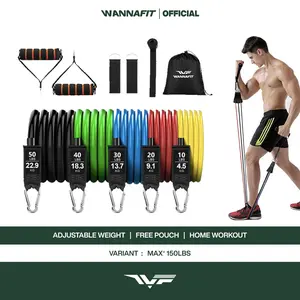 WANNAFIT 11 in 1 Pro Premium Resistance Band Set | Stretching Yoga Fitness Gym Triceps Biceps | Alat Olahraga Rumah