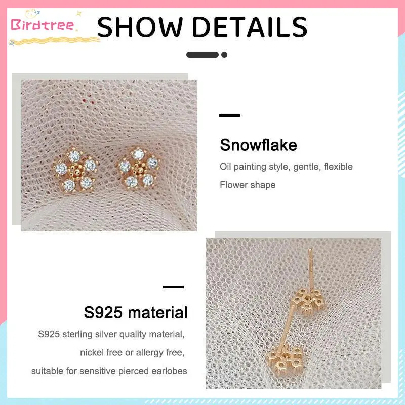 [Readystock❤️COD]Korea Anting Stud Tusuk anting Titanium Steel Emas Desain Hias Kristal Berlian Gaya Simple untuk wanita 5