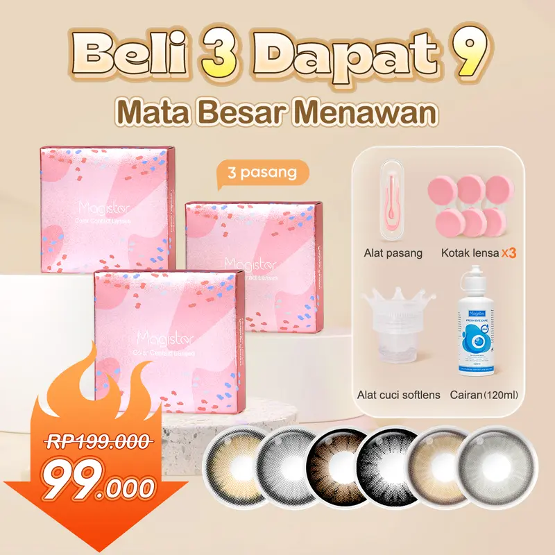 [COD&HOT] Magister Big Eye Softlens  (0.00 s/d -6.00) Super Softlens Paket Komplit Lensa Kontak 14.0-14.5mm Softlens Grey Softlens Brown Soflens Murah Membuat Mata Lebih Besa Contact   soft lens minus 1