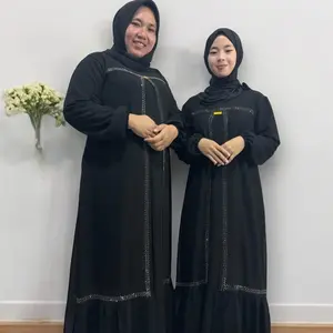 Fateena Gamis Couple Ibu Anak Perempuan Mewah Fateena Dress Ceruty Swarovsky | gamis terbaru 2026 Lebaran Wanita | gamis pesta mewah elegan | gamis anak perempuan | baju kondangan wanita kekinian Muslim Panjang