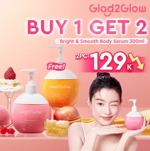 [New] Glad2Glow Creamy Berry Overnight Bright Body Serum 300ml Tropical Velvet Moist & Smooth Body Serum G2G body lotion combo NIACINAMIDE brightening white long-lasting