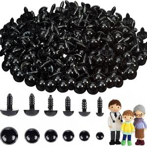 700 ojos de seguridad para crochet de plástico negro con arandelas, ojos hechos a mano para muñecas (DIY), gafas decorativas para osos, adecuados para animales de peluche de 6–14 mm y adornos amigurumi de Halloween (DIY).