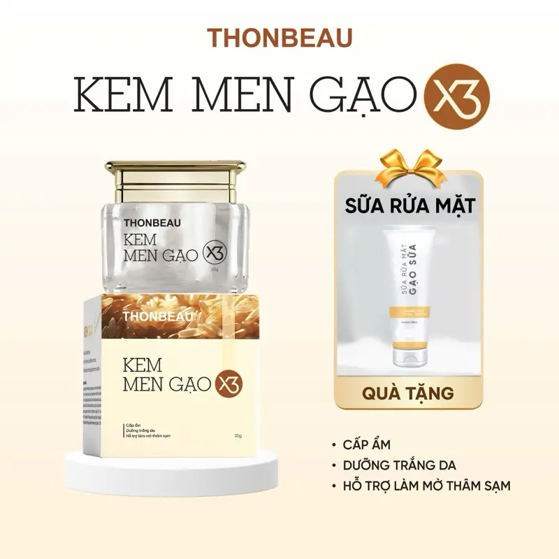 Kem MEN GẠO X3[Chất Kem Lotion] [Tặng Sữa Rửa Mặt Gạo 40ml]- Skincare Cosmetic
