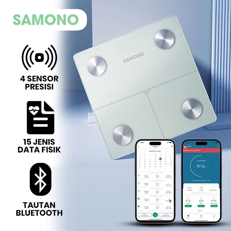 [COD] SAMONO SW-BS01 Timbangan Digital LED Tautan Bluetooth dengan Aplikasi Data Tubuh Timbangan 4 Sensor 1