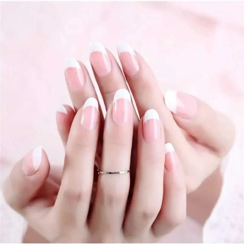 24 Pcs Kuku Palsu French Polos (FREE LEM ) Multiwarna - Fake Nails Art French Multiwarna Tahan Air