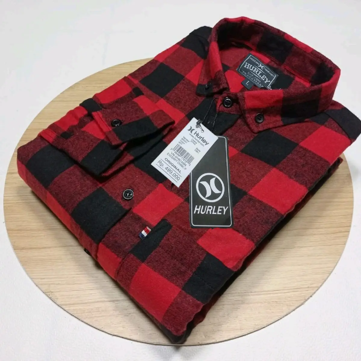 PROMOO!! Kemeja Flanel Lengan Panjang Pria Wanita Motif Catur Merah Katun Santai Crew Neck Slim-fitting V-Neck  Kotak Unisex Casual Baju Cowok Distro Slimfit Hem