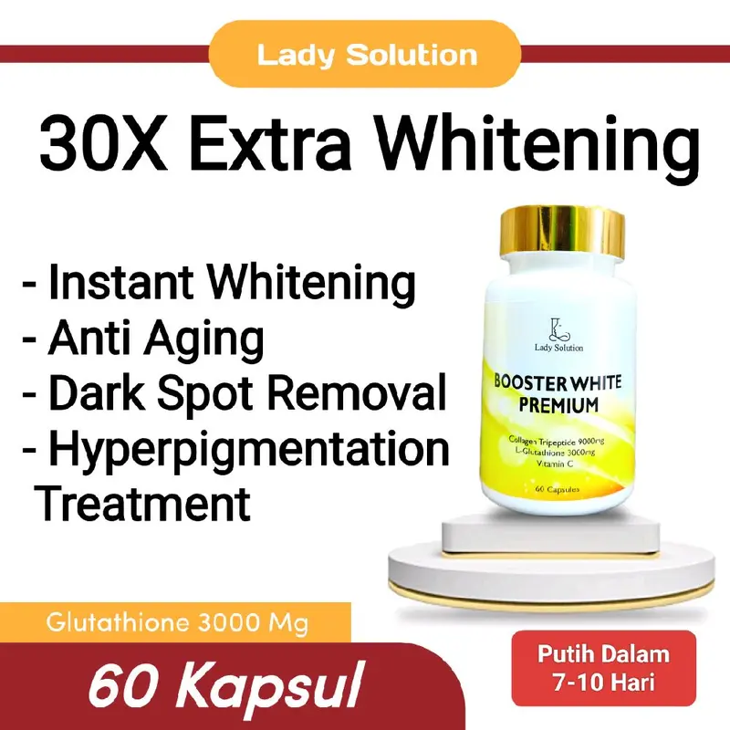 (60 Kapsul) Lady Solution Booster Whitening Glutathione Memutihkan Collagen dan Vit C 5