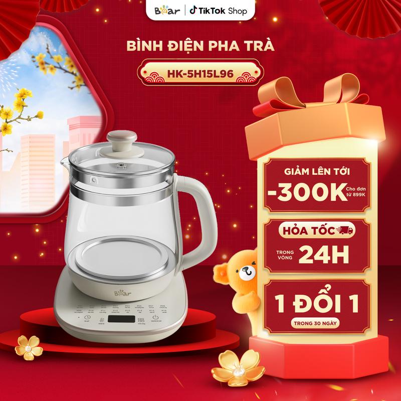  Bình Pha Trà Bear 1.5L Ấm Siêu Tốc Bình Thủy Tinh Đựng Nước Ấm Pha Trà Ấm Trà Bình Thủy Giữ Nhiệt Ấm Đun Nước HK-5H15L96 