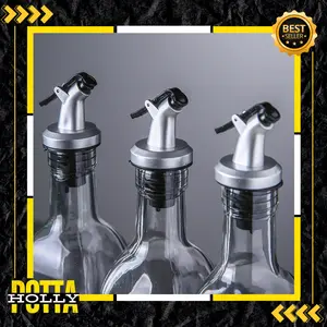 POTTAHOLLY Tutup Botol Multifungsi Wine Kecap Madu Sirup Minyak Wine Spirit Liquor Bahan Rubber & Stainless Steel Flow Bottle Pourer / Tutup Botol Stopper Dispenser Multifungsi Penuang Minyak / Sirup / Saus / Kecap / Bir / Jus / Tutup Botol Minyak Kecap