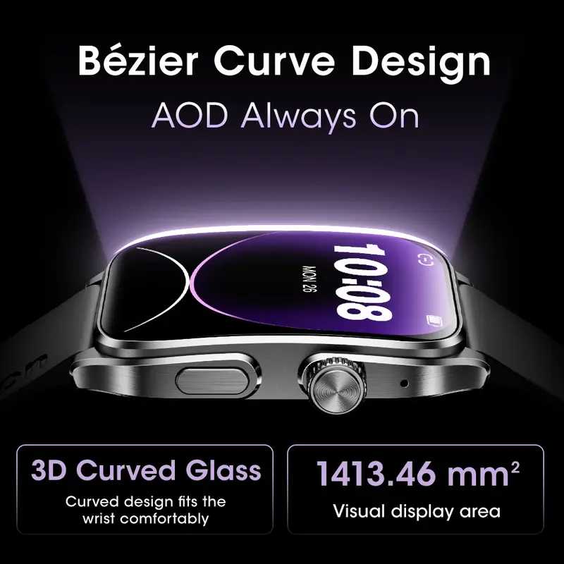 【Amoled】Aolon Curve 3 Ultra Jam Tangan Smartwatch 45mm Layar AMOLED 60Hz Tombol Kustom Telepon Bluetooth Pemantauan Tidur Tahan-Air-1ATM-Olahraga Diskon 50% Cicilan 0% Tenor 3 Bulan 3