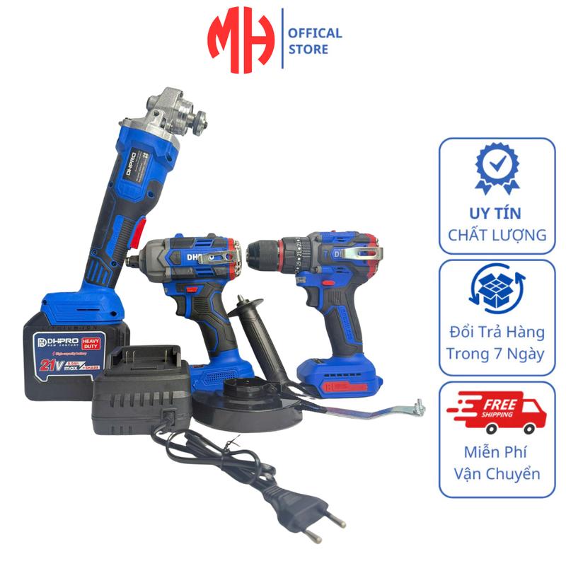Combo Máy Khoan Mài Bulong DHPRO Động Cơ Không Chổi Than Lõi Đồng Kèm Pin 20cell Và Sạc