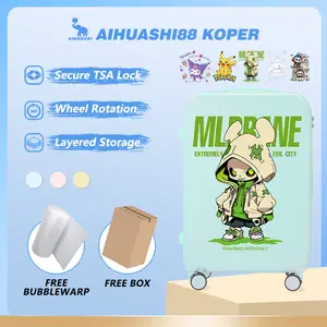 【AIHUASHI88 KOPER】A002 Koper kartun lucu, koper bermotif, koper karakter pikacu,kuromi,cinnamorol dll ,koper study tour, koper favorite cewek Wanita Kabin jumbo dewasa