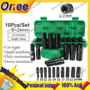 【Stok Tersedia】 8-24mm Kunci sok set mata Kunci impact Impact socket set Mpact tekiro batrei 10pcs 1/2 inch Extension impact socket Panjang mencapai soket nut perbaikan alat Mata kunci sok impact driver socket Sleeve impact wrench Shock mata socket s