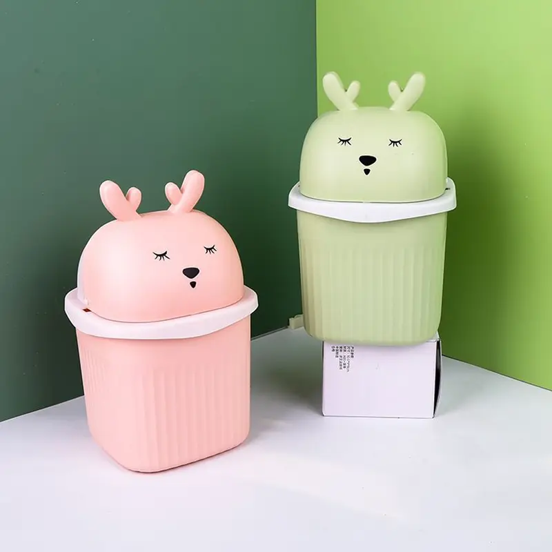 Tempat Sampah Meja Mobil Mini Kecil Multifungsi Motif Karakter Rusa Lucu-5434 2