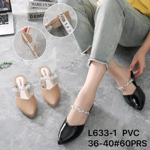 Sepatu Sandal Wanita Slop Jelly Glossy Import Motif Mutiara Youth Balance Size 36-40