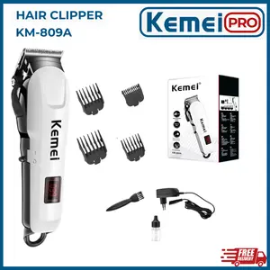 KEMEI 809A Alat Cukur Rambut Kemei 809A Putih KM-809A Rechargeable Cordless Hair Clipper Mesin Listrik Cukuran Rambut KM809A Putih LED Indikator Angka Pencukur Rambut