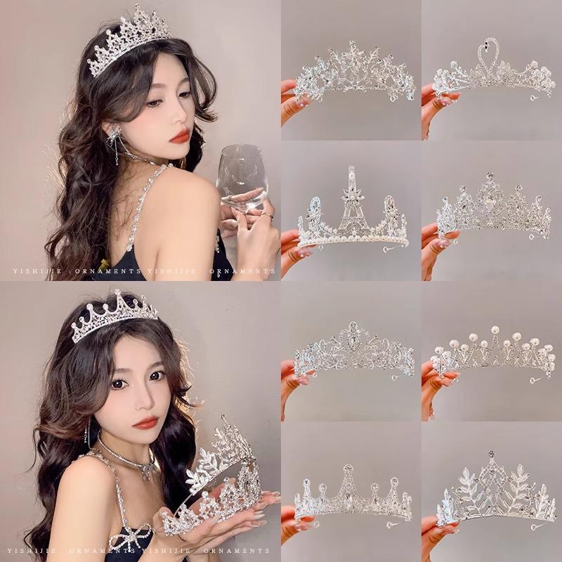 Vương Miện Đám Cưới, Băng Đô, Cao Cấp, Cảnh Công Chúa, Màu Vàng Kim, Kẹp Tóc Ngọc Trai Ba Chiều, Thích Hợp Làm cài tóc Sinh Nhật