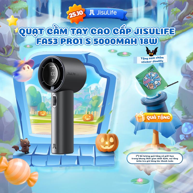 Quạt Cầm Tay Cao Cấp JISULIFE FA53 Pro1 ABS và Pro1S - Con Lăn 100 Tốc Độ - Màn LED Hiển Thị - Sử Dụng Đến 15H Bảo Hành 12 Tháng KOL
