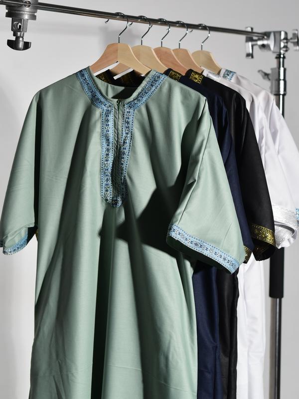 Jubah Sultan Erch - Thobe Morocco Pria Kekinian Bahan Katun Premium Lebaran Muslim Panjang Warna Sage Gamis Dewasa Hitam Navy 2