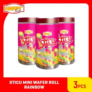 Happy Time - Sticu Mini Wafer Roll Rainbow 1 Pack isi 3 Toples x 30gr