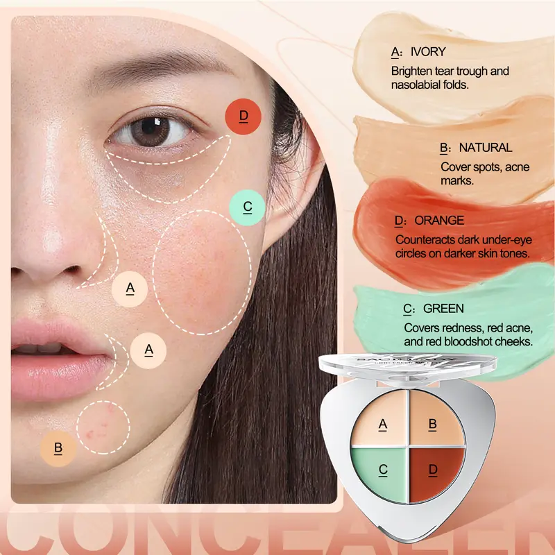 [COD]SACE LADY Bảng Che Khuyết Diểm 4 Màu Không Thấm Nước Che Phủ Toàn Bộ 5.6g 3