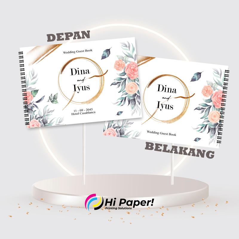 Buku tamu undangan CUSTOM Nama. Ukuran besar soft cover DESAIN KEKINIAN 1