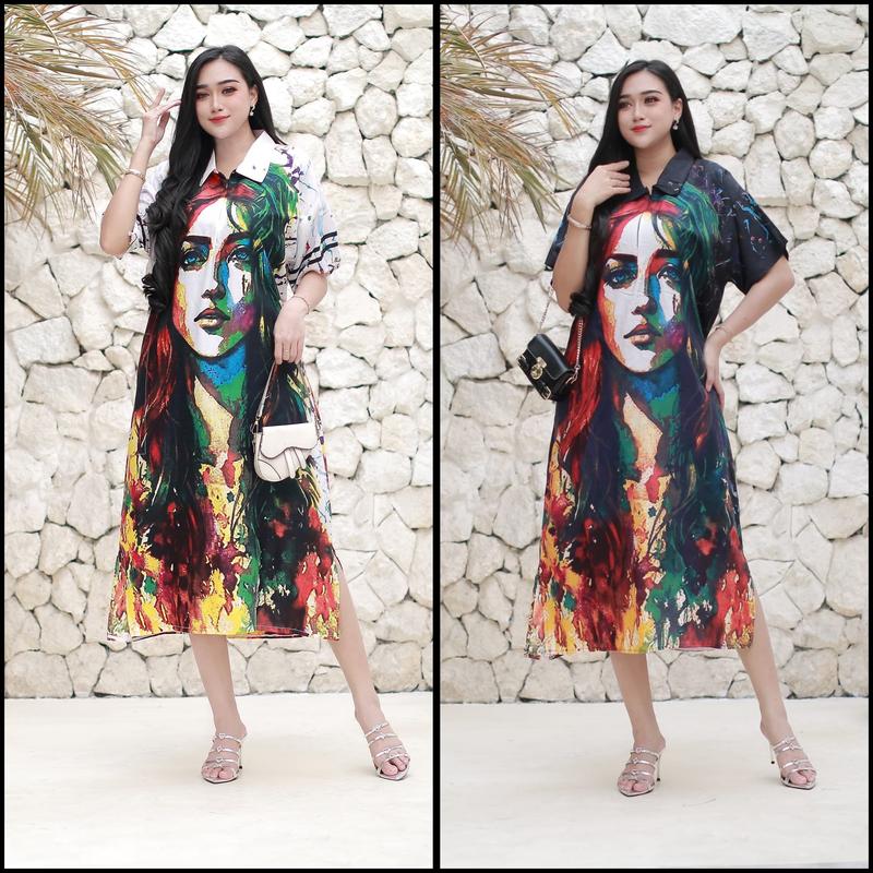 Product Introduction of DASTER VIRAL MOTIF anime JUMBO BUSUI LD 120 TINGGI 115 Nyaman Panjang Bumil Rayon Pendek  resleting Dress 9
