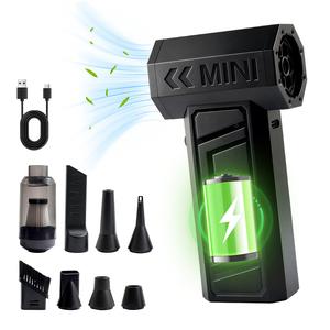 mini soplador eléctrico inalámbrico 2 en 1 130000rpm 4000mah, soplador y aspirador portátil sin escobillas para auto, hogar, pc, teclado, parrilla y carbón, con 8 accesorios