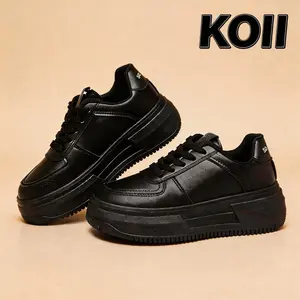 KOII Sepatu Sekolah Hitam Sneakers Wanita Korea Casual Sport Shoes Black 7001