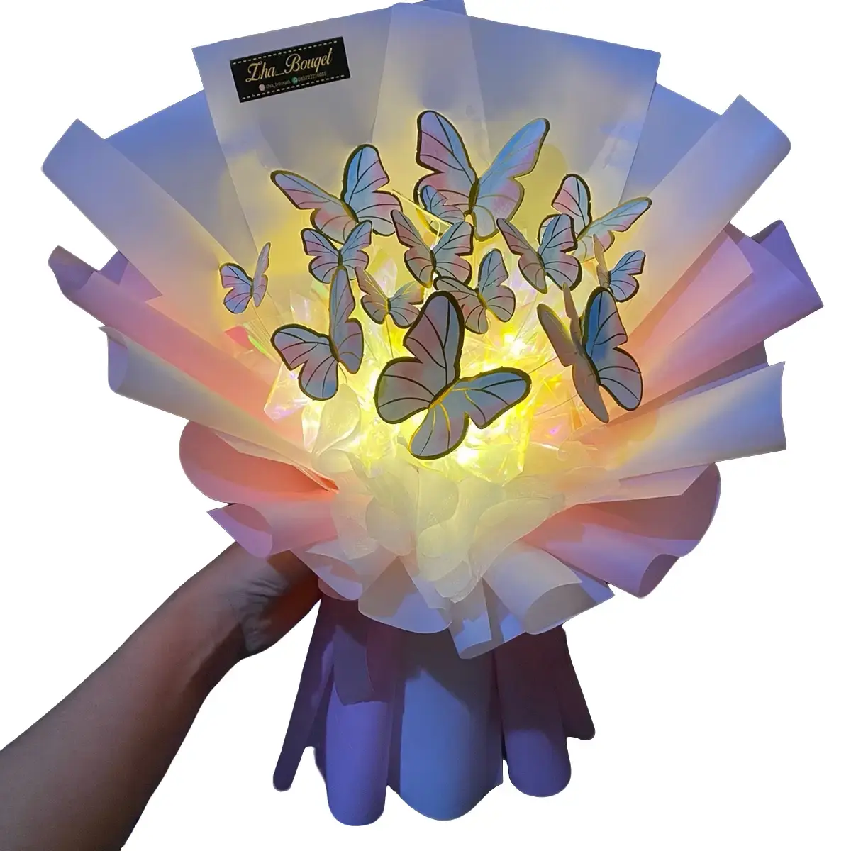 Buket kupu2 led buket hadiah kado ulangtahun, wisuda