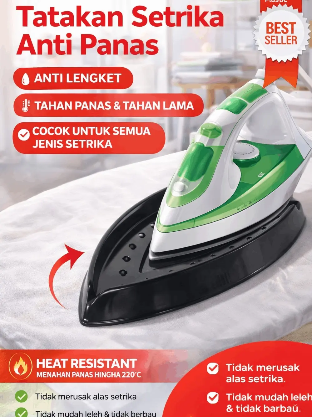 Tatakan Setrika Anti Panas Tebal | Alas Setrika Tahan Panas Anti Gosong | Pelindung Meja & Lantai Setrika Praktis