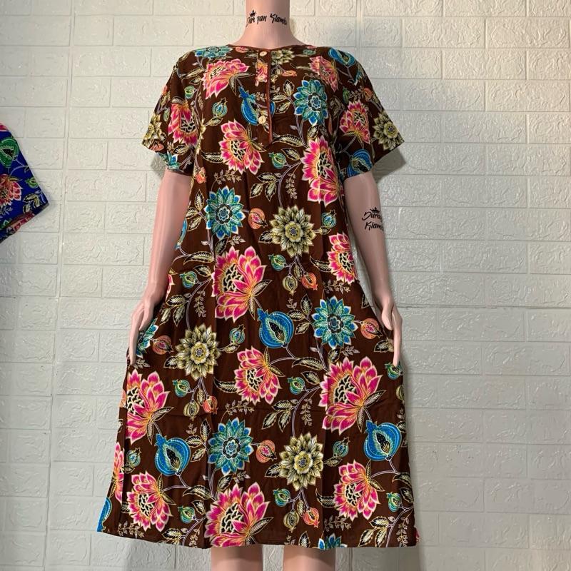 Daster Kencana Ungu 36 Label Merah LD 100 Busui Saku Dua  Cantik Kancing Menyusui Dress Tidur Wanita Nyaman Santai Simple 0