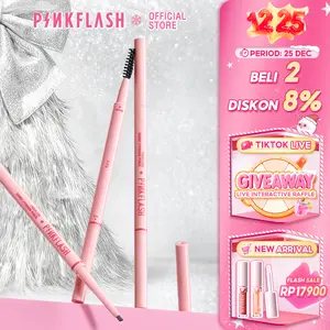 [Official] PINKFLASH 1mm Micro Fine Eyebrow Pencil Ujung Datar Smooth Tahan air Tahan lama Soft Spoolie Brush Alis Waterproof Pensil Lasting Brown E25