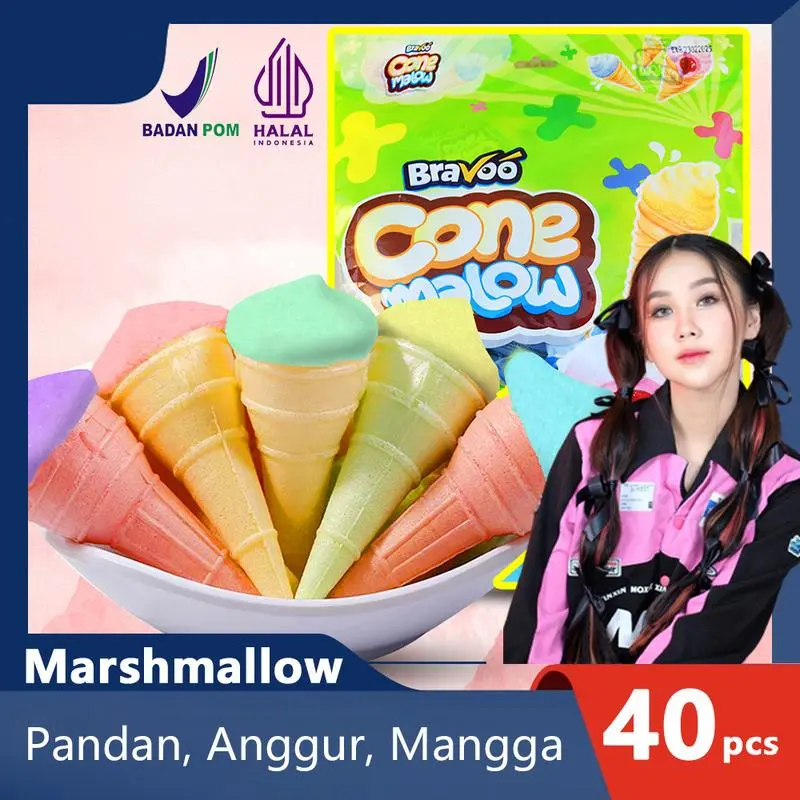 [ SPECIAL VILMEI ] CONE MALLOW 40 PCSMARSMALLOW ANEKA SNACK RASA SnacksMakanan Manis Rendah gula