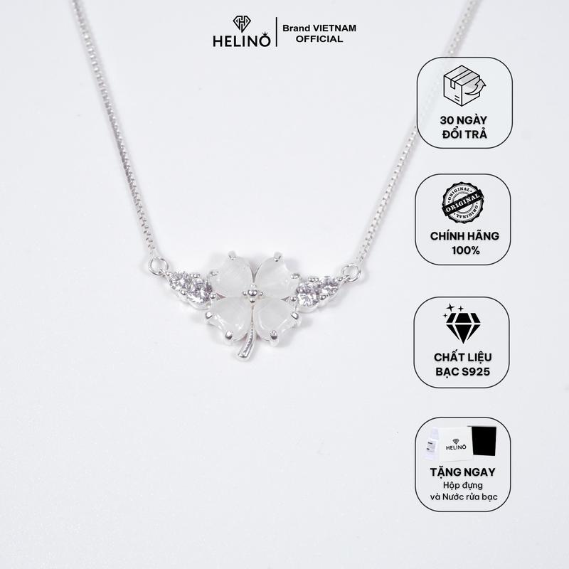  Dây chuyền bạc nữ HELINO cỏ bốn lá đính đá mắt mèo cao cấp trang sức cá tính C54 Lễ kỉ niệm Casual 