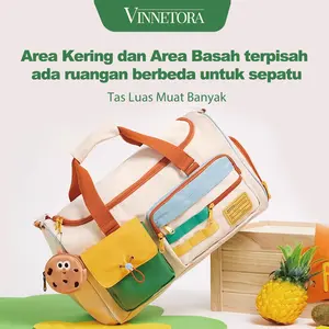 VINNETORA Travel Bag Tas Gym Wanita 1131 Multifungsi Adjustable Strap Anti Air Ringan Nyaman untuk Olahraga Traveling Mudik dan Jalan-jalan