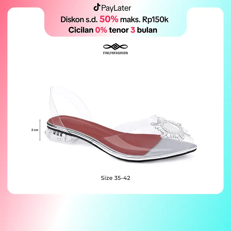 SD-074 [FF] Sendal Transparant Hak Kaca Cewek Sandal Bening Elegent Perempuan Model Terbaru 0