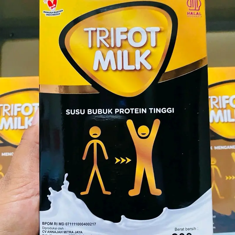 1 BOX TRIFOT MILK SUSU TINGGI PROTEIN BPOM HALAL rasa VANILLA & COKLAT DAIRY 2
