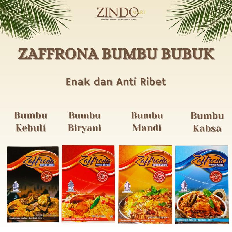 ZAFFRONA BUMBU BUBUK 100GR INSTANS MASAK NASI KEBULI, BIRYANI, MANDI, KABSA PRAKTIS TANPA MSG BERKUALITAS 0