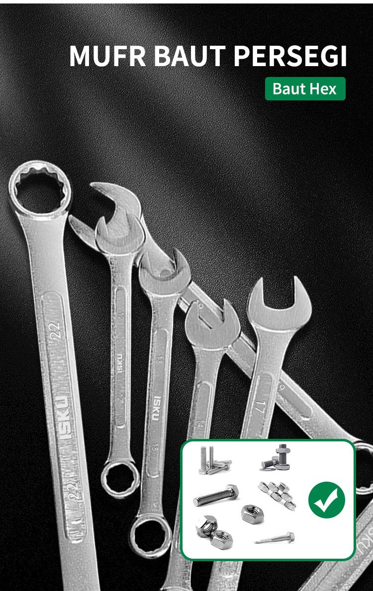 ISKU Kunci Ring Pas Set 8-24mm Combination Spanner Wrench Bahan Cr-v Kombinasi Ring dan Kunci Pas 8/9/10/11/12/13/14/15/16/17/18/19/20/21/22/23/24mm Multifungsi Bahan Chrome Vanadium Steel ISKU Kunci Ring Pas Set 8-24mm Combination Spanner Wrench Bahan Cr-v Kombinasi Ring dan Kunci Pas 8/9/10/11/12/13/14/15/16/17/18/19/20/21/22/23/24mm Multifungsi Bahan Chrome Vanadium Steel