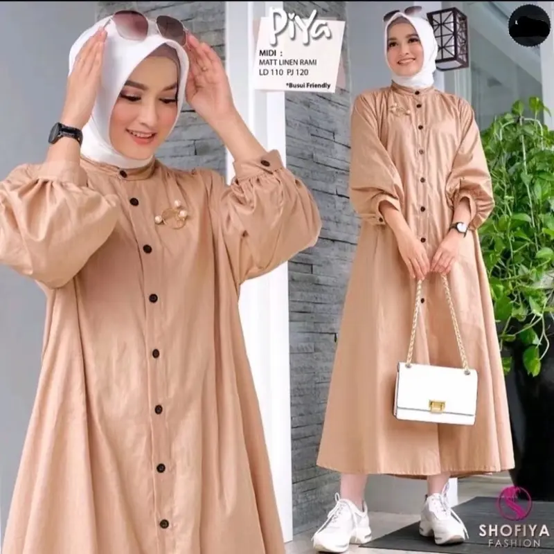 PIYA midi dress wanita kekinian terbaru bahan katun 4