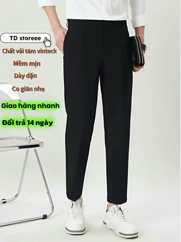 Quần Âu Nam Hàn Quốc, Chất Vải Tăm Mềm Mại, Dày Dặn Co Giãn Nhẹ, Chống Nhăn Xù. Ống Quần Côn Nhẹ Form Xuông Baggy