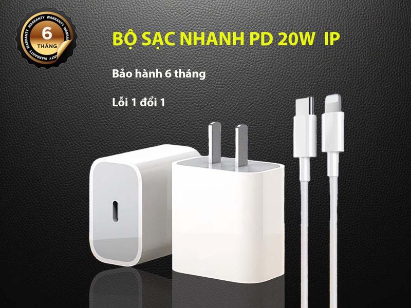  Bộ Sạc Nhanh Com Bo Cho IP 20W - Củ và Dây Cao Su Sạc Nhanh 8-14 Prm Type-C To Light - Sạc 1h Lên 75%-80% Pin - Bảo Hành 6 Tháng - Phụ Kiện không phải đầu Usb 