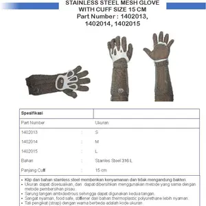 1402015 STAINLESS STEEL MESH GLOVE WITH CUFF SIZE L 15 CM