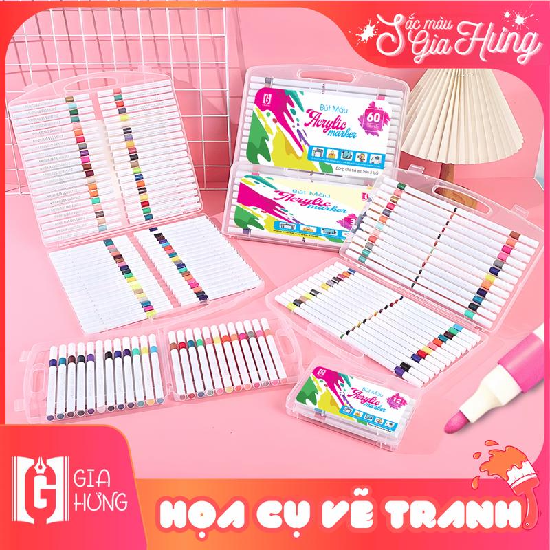  Màu Acrylic 12 24 36 48 60 80 100 120 Màu Không Lem - Set Màu Vẽ Gia Hưng Cho Bé Tập Vẽ Không Mùi Chồng Màu 