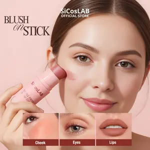 [BPOM] SiCosLAB Blush On Stick 3in1 Blush, Lipstick, Eyeshadow Glossy and Pigmented Gloss Lip & Cheek balm Water Tint Lip Cream Moisturizes Plump Lips   Makeup Blush Stick Hydrating Gloss Lip & Cheek 3 Colors Beauty Cosmetics Liquid Blush Kering Loose