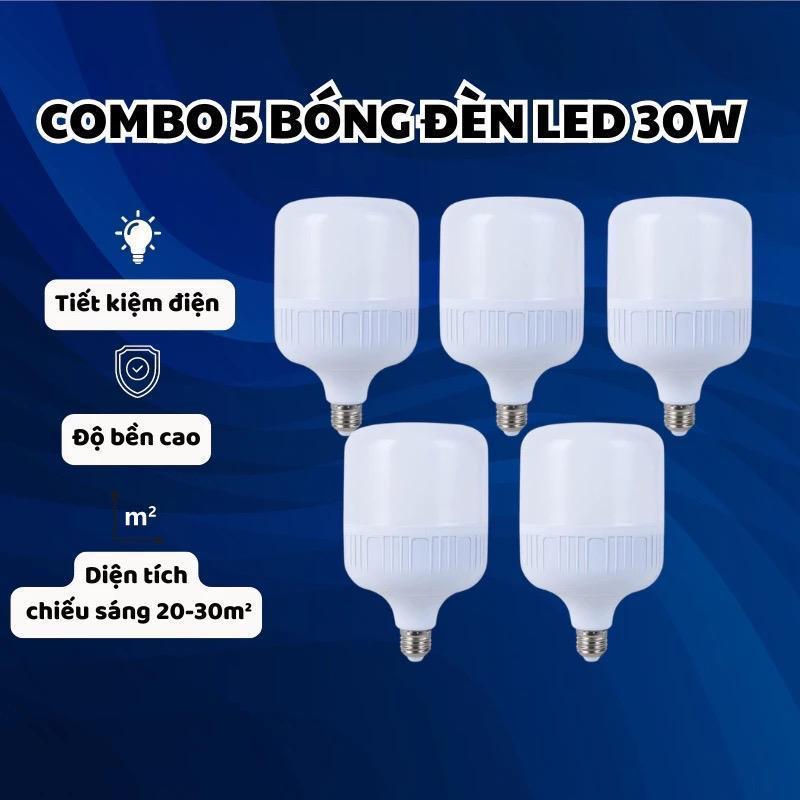 Combo 3-5 Bóng Đèn LED 30W Cao Cấp Siêu Sáng Tiết Kiệm Điện Năng Ánh Sáng Trắng…